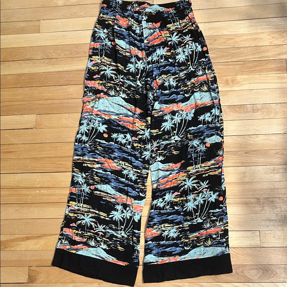Free People Blue Lagoon Palm Tree Pants - Picture 4 of 6